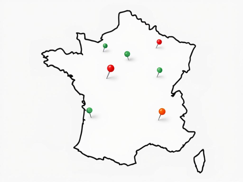 Schématisation de la carte de France et hébergements